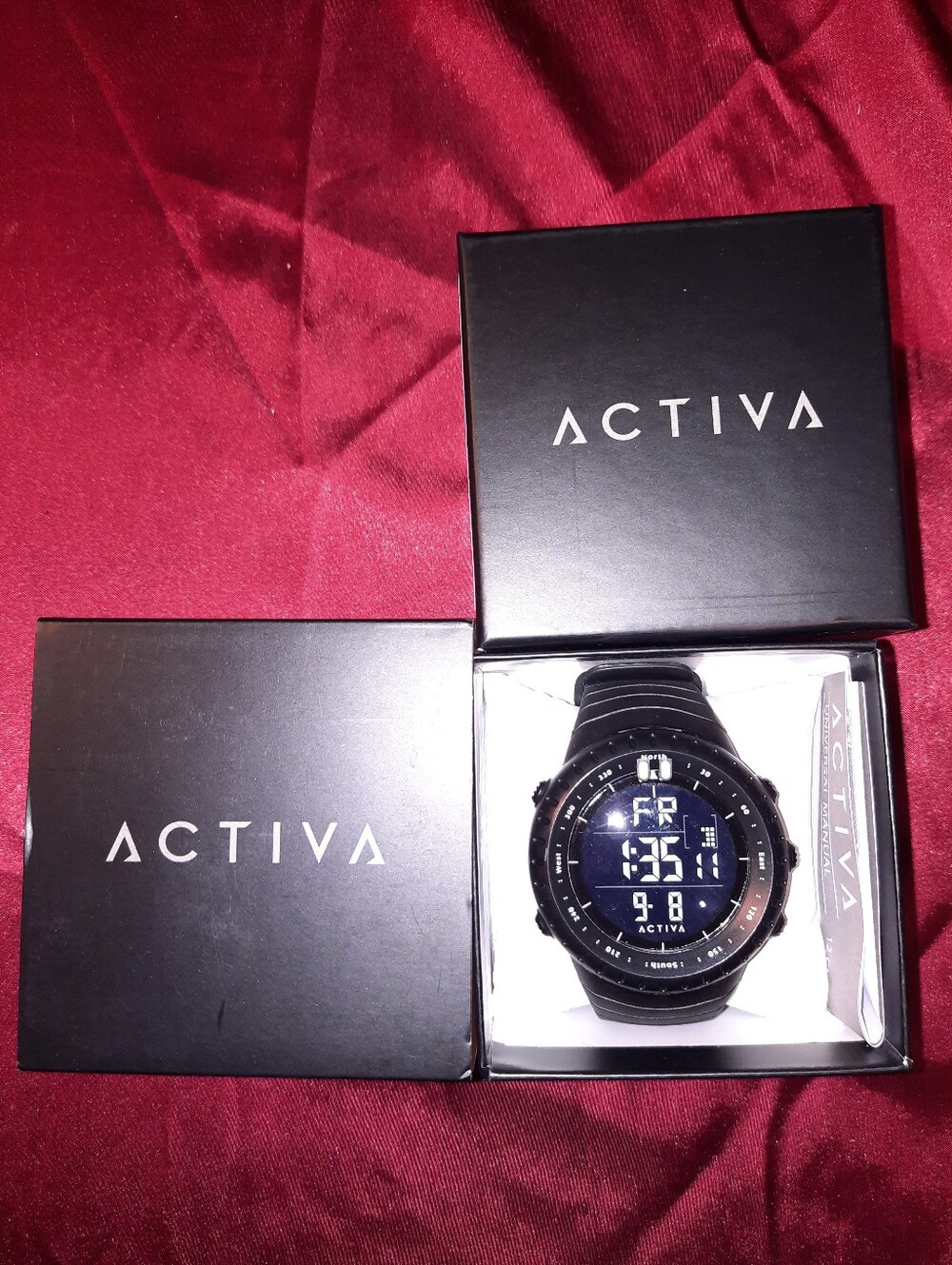 Activa Men's Black On Black Watch with Brushed Metal Clasp